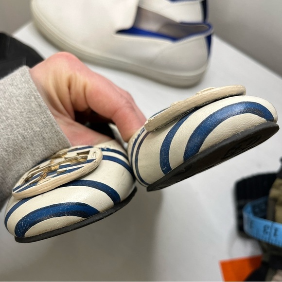 Tory Burch Reva Nautical Stripe Leather Ballet Flat sz 6 - Picture 3 of 9